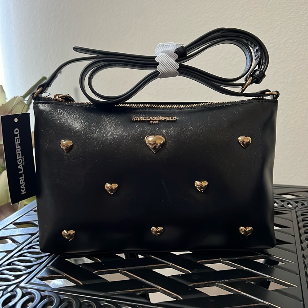 NWT Karl Lagerfeld Hearts Accent Crossbody Bag